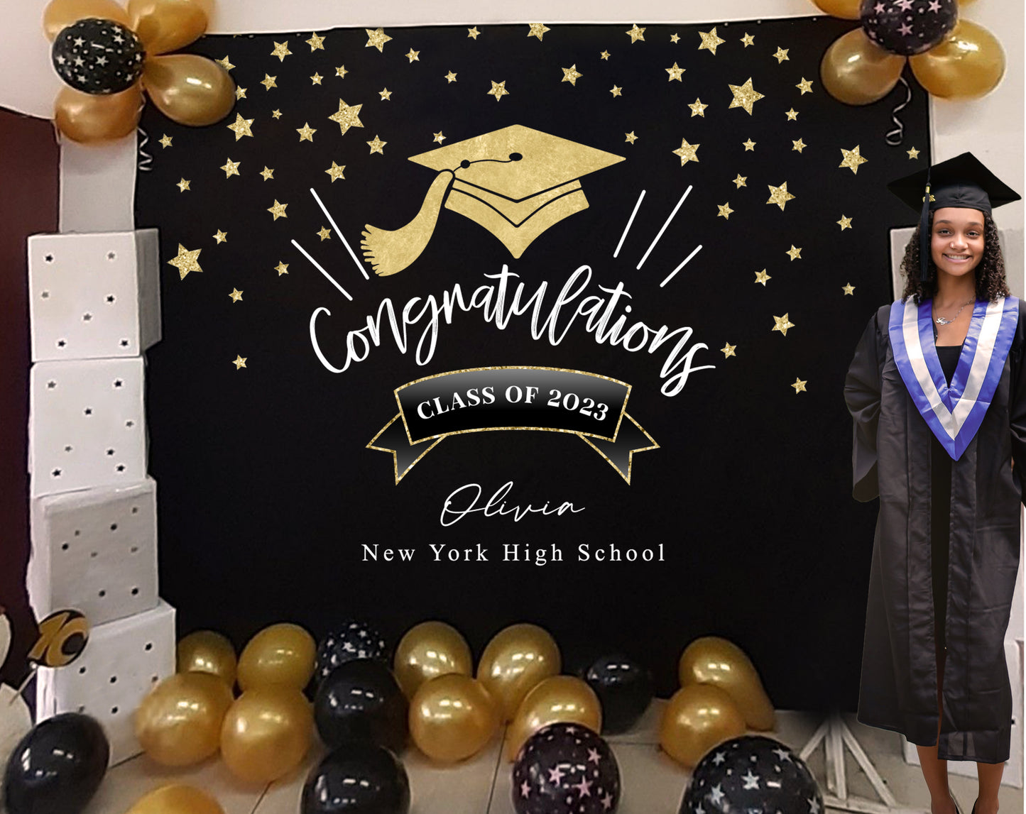 Gold Star Graduation Banner – Perfnique