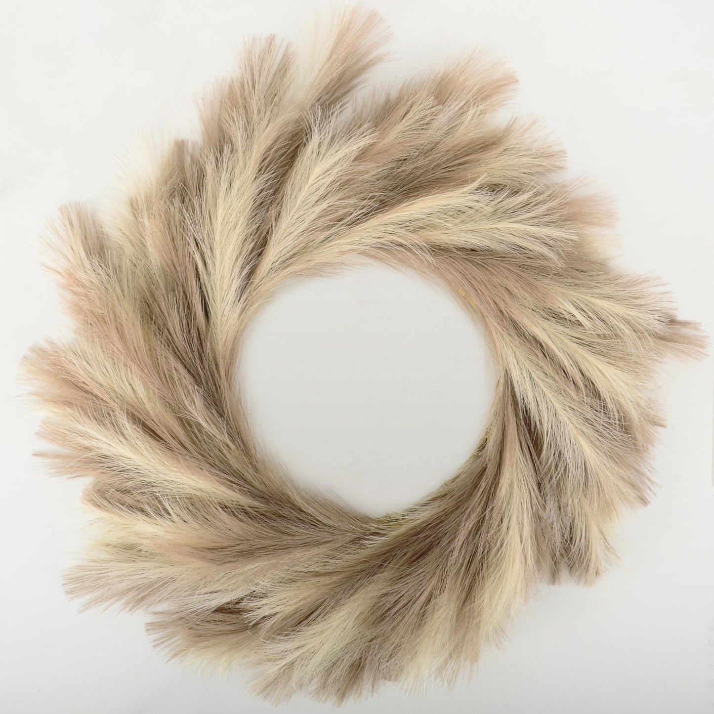 Perfnique Pampas Grass Wreath, 27'' Faux Pampas Wreath for Front Door, Artificial Pampas Wreath for All Seasons, Boho Wall Decor, Farmhouse Pampas Grass Garland, DIY Wreath Arrangement